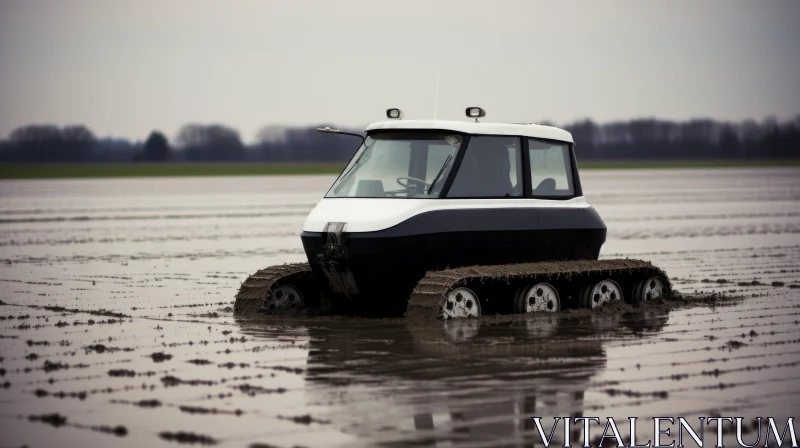 Autonomous Tractor in Muddy Field: A Modern Take on Dutch Marine Scenes AI Image