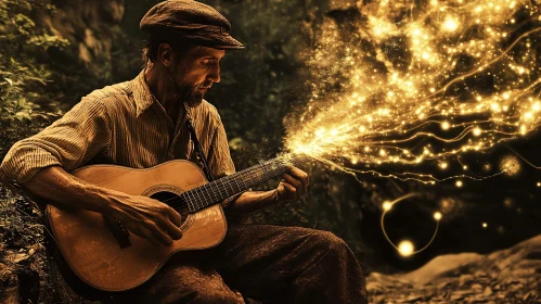 Enchanting Guitar Music with Golden Sparkles