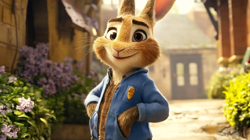 Animated Rabbit in Blue Jacket