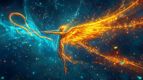 Winged Archer in the Starry Expanse