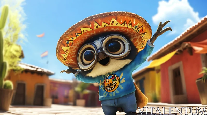 AI ART Cartoon Animal in Mexican Town