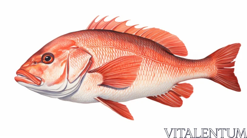Detailed Orange-Red Fish Illustration AI Image