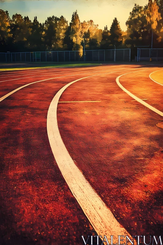 Serene Athletics Track at Sunset AI Image