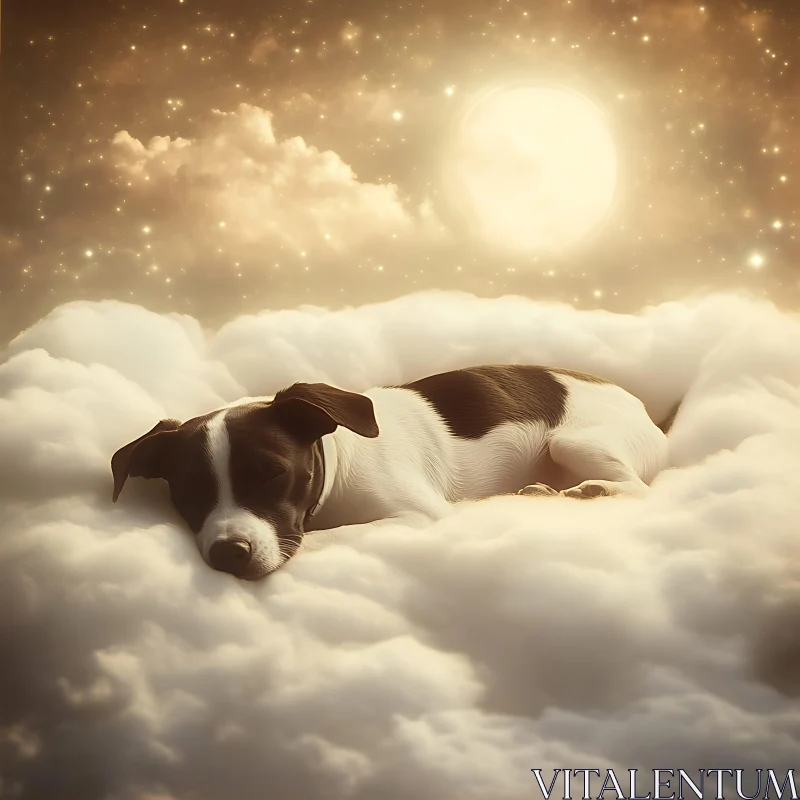 AI ART Dog Dreaming on a Cloudy Night