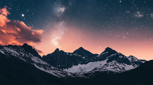 Starlit Peaks: A Mountain Nightscape