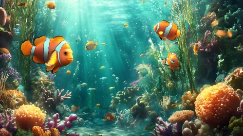 Underwater Coral Reef with Clownfish