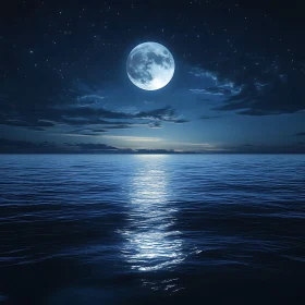 Serene Moonlight Reflection on the Sea