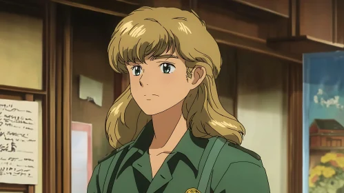 Anime Character with Blonde Hair and Green Eyes