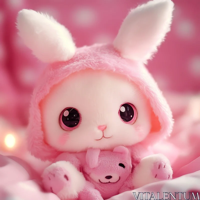 Charming Bunny Toy Portrait AI Image