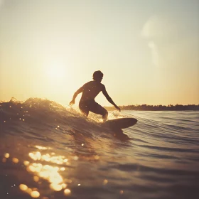 Silhouette Surfer at Sunset
