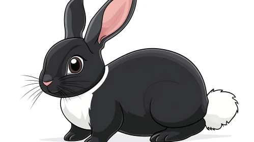 Cute Cartoon Rabbit with Fluffy Tail