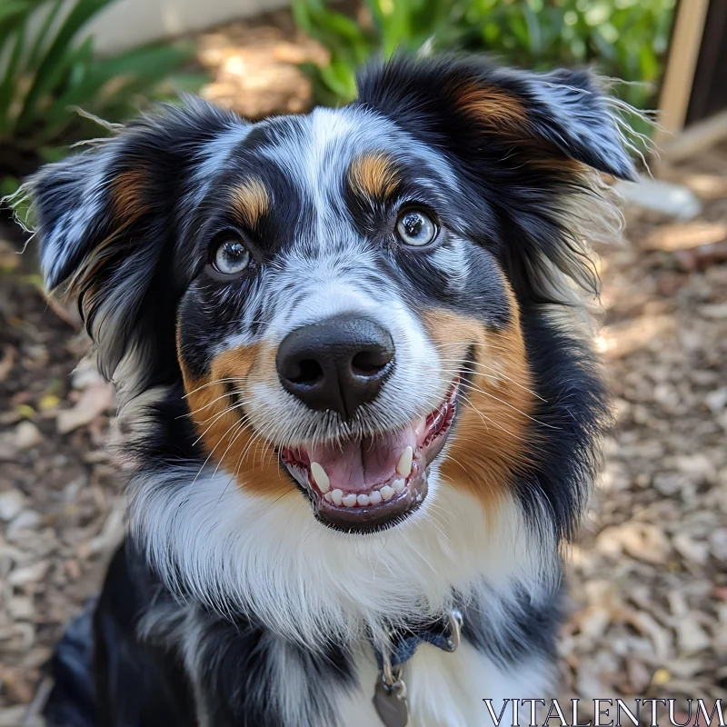 Cheerful Canine with Striking Blue Eyes AI Image