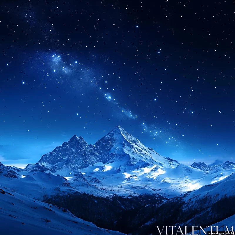 AI ART Celestial Night Over Mountain Peaks