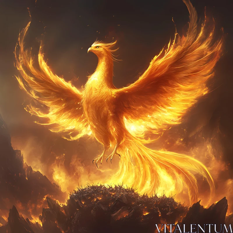 AI ART Phoenix Ablaze: Mythical Bird Illustration