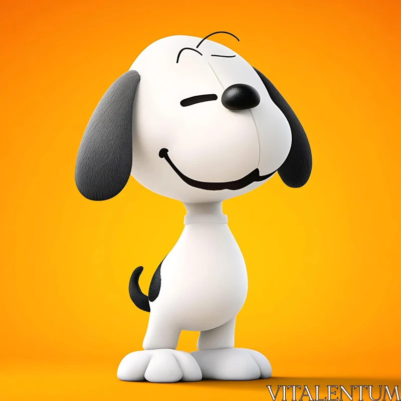 AI ART Happy Cartoon Dog with White and Black Fur