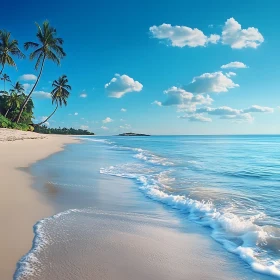 Idyllic Beach Scene with Palm Trees