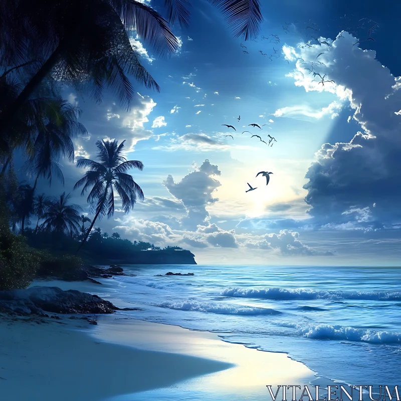 AI ART Coastal Calm: A Beach Paradise