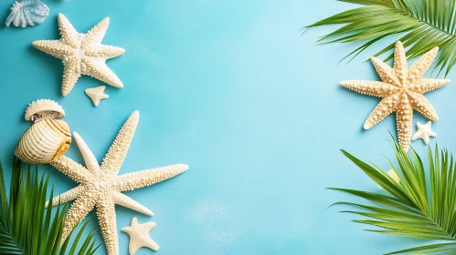 Seaside Still Life with Starfish and Shells