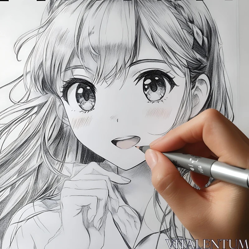 AI ART Intricate Manga Girl Illustration in Creation