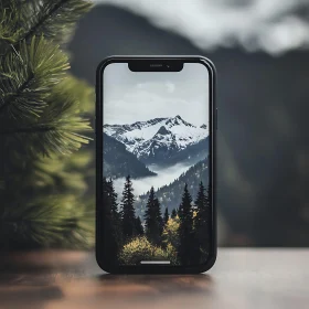 Snowy Peaks on Mobile Screen
