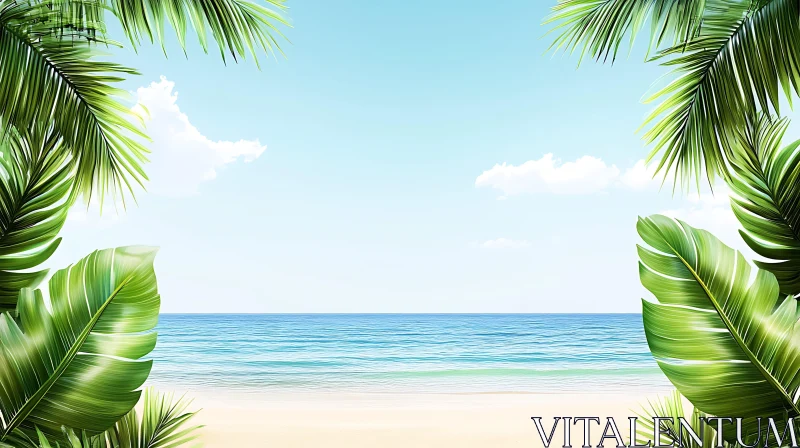 AI ART Serene Beach View with Greenery