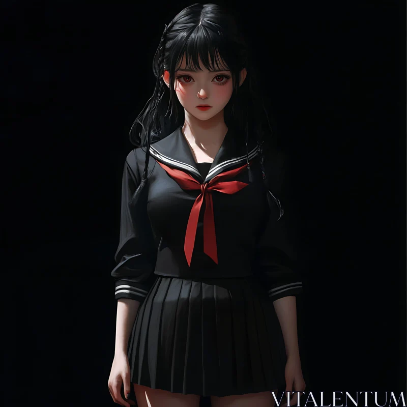 Anime Character in Traditional School Attire AI Image