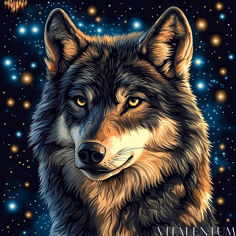 AI ART Celestial Wolf Illustration