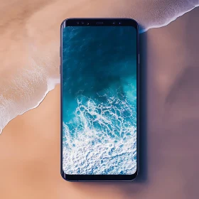 Smartphone displaying sea waves