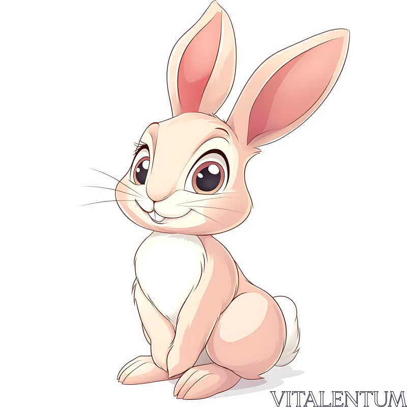 Whimsical Pink Rabbit on White Background AI Image