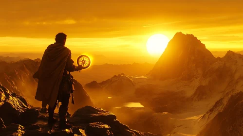 Sunset Wheel on Mountain Top