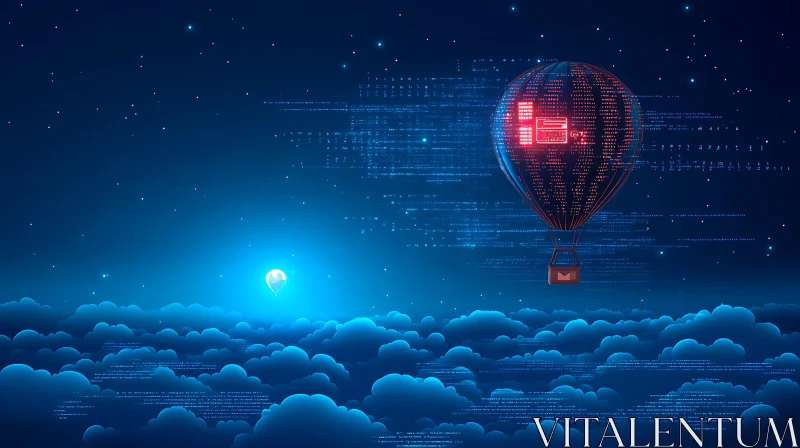 AI ART Digital Balloon Above Clouds