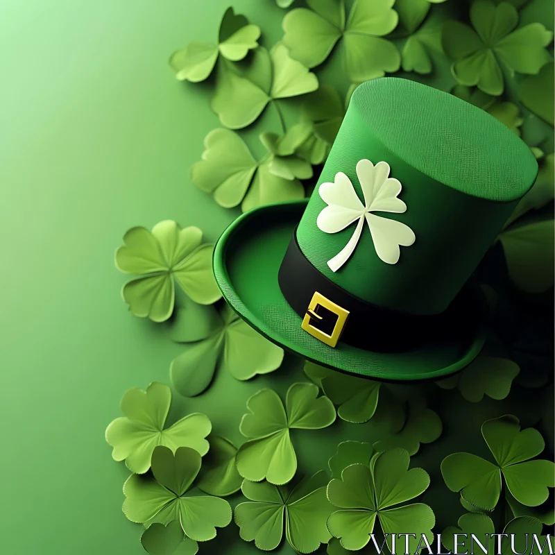 AI ART Lucky Green Hat with Shamrocks