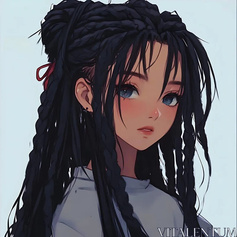 Young Anime Girl with Braids AI Image