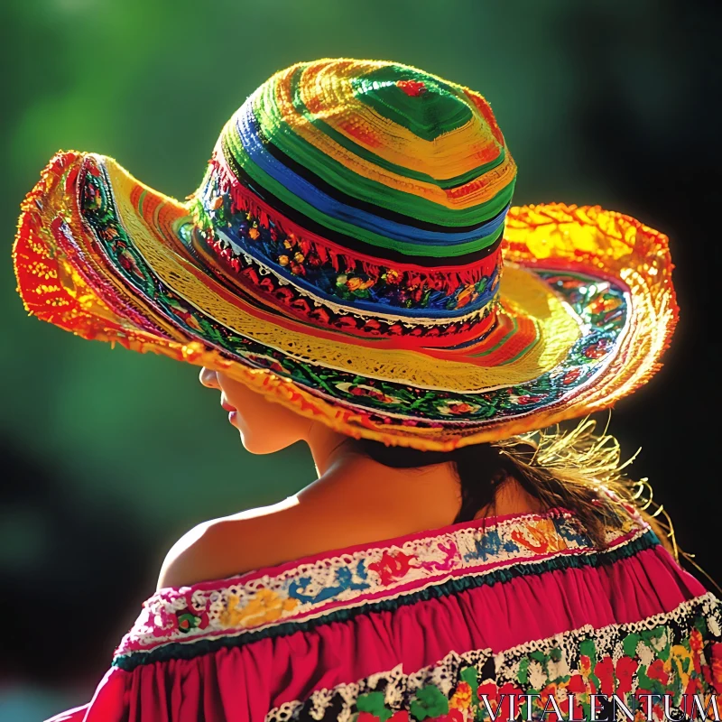 Woman in Vibrant Sombrero AI Image