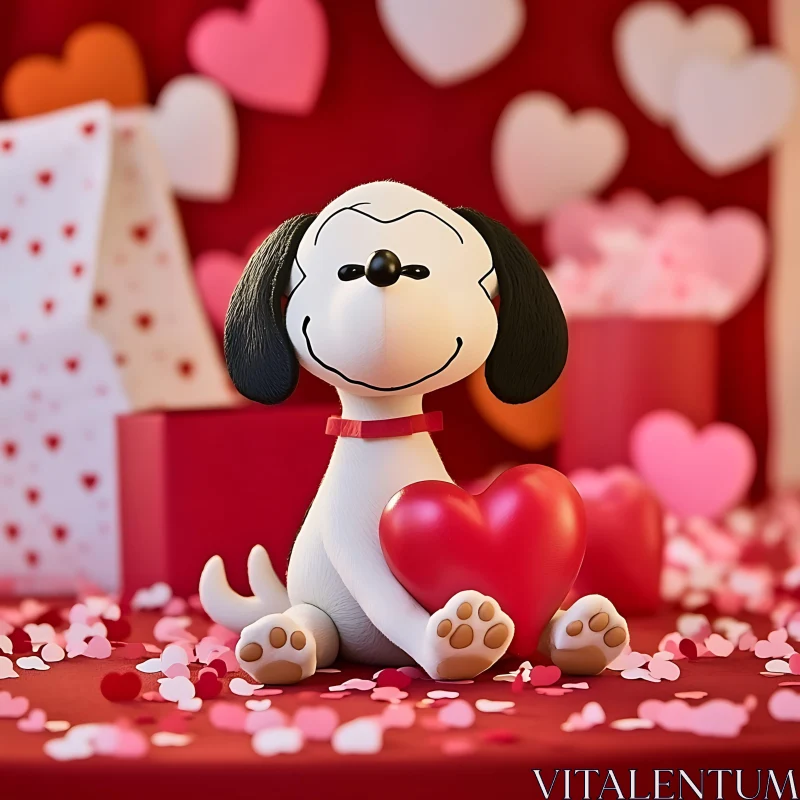 Adorable Dog Illustration for Valentine's Day AI Image