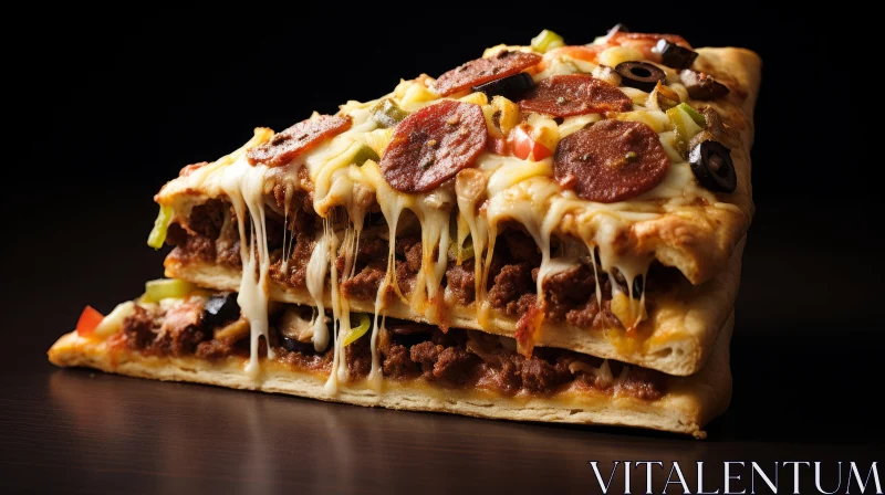 Delicious Slice of Pizza with Tantalizing Toppings - Artistic Food Photography AI Image