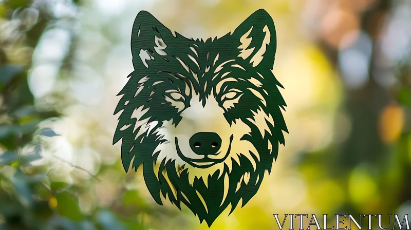 AI ART Green Wolf Head Against Bokeh Background