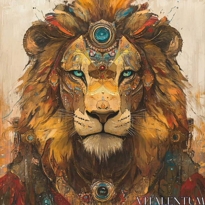 Jeweled Lion Art AI Image