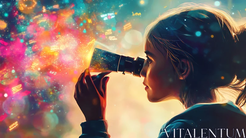 AI ART Child Visionary with Telescope