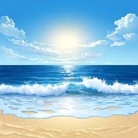 Peaceful Beach Scene with Blue Sea