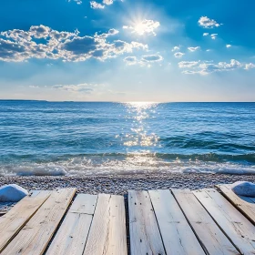 Peaceful Beach Scene with Blue Sky