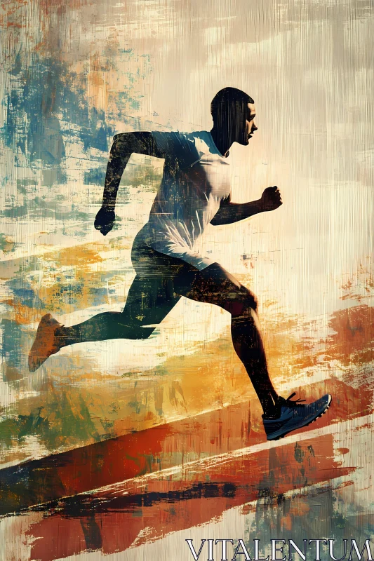 Abstract Runner in Motion: Capturing Athletic Speed AI Image