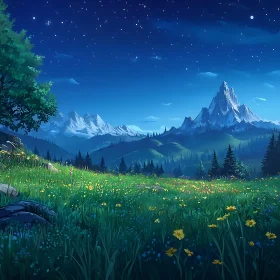 Starlit Mountain Field