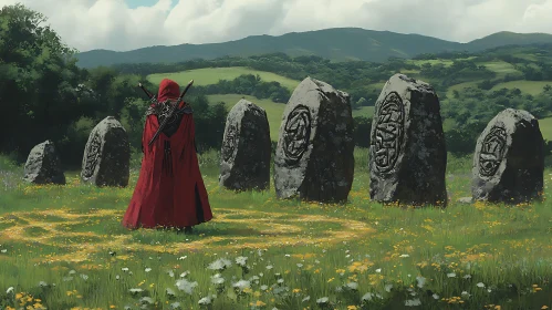 Red Cloak at Ancient Stone Circle