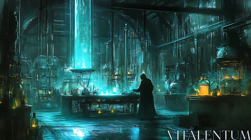 Advanced Science Experiment in Dark Lab AI Image