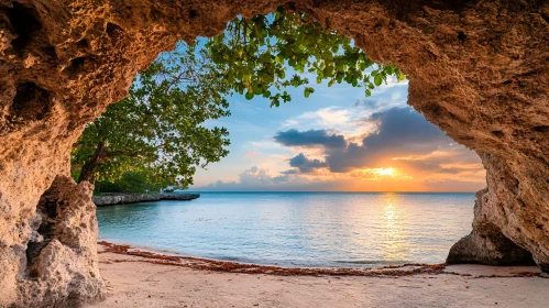 Sunset Vista from Coastal Cave