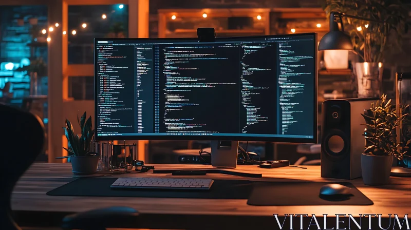 Warm and Inviting Coding Station AI Image