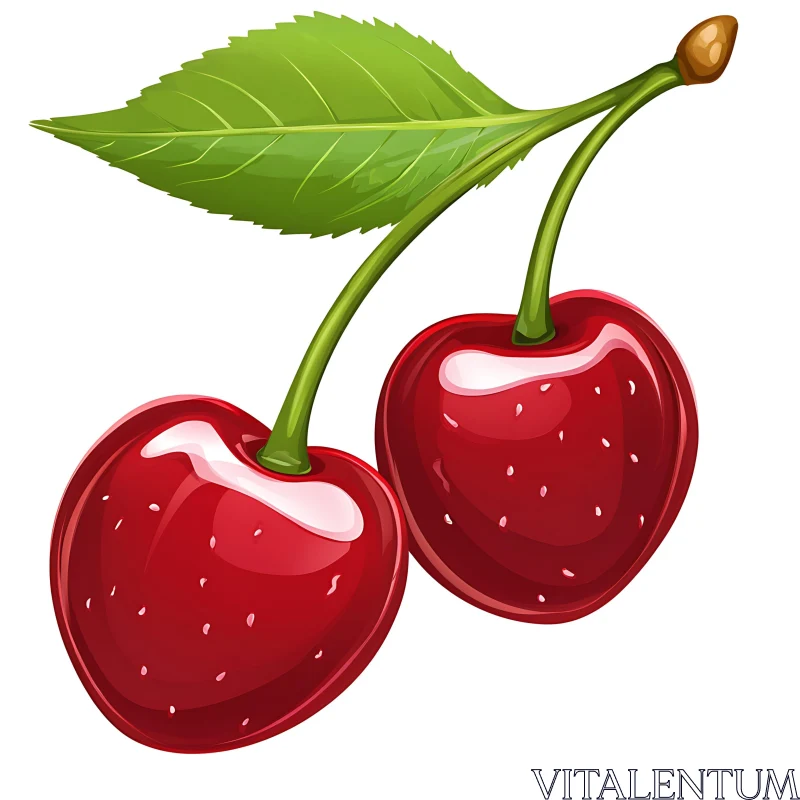 Glossy Red Cherries Still Life AI Image