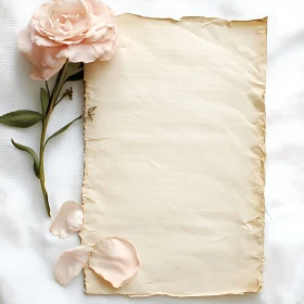 Elegant Rose with Antique Paper