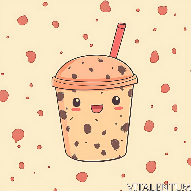 Adorable Bubble Tea Illustration AI Image